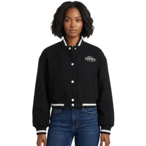 Tommy Hilfiger Padded Cropped Varsity Bomber Jacket