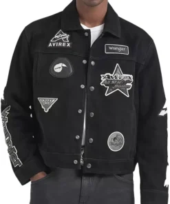 Alternative view of Wrangler x Avirex Suede Leather Black Trucker Jacket