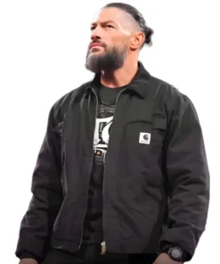 Alternative view of WWE 2026 Roman Reigns Sacai X Carhartt Black Jacket