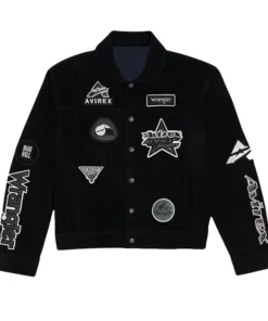 Wrangler x Avirex Suede Leather Black Trucker Jacket