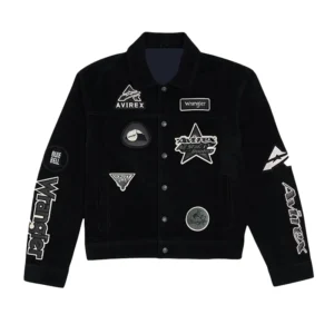 Wrangler x Avirex Suede Leather Black Trucker Jacket