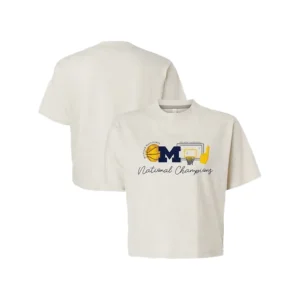 Michigan Wolverines Basketball National Champions Sketch Element Boxy T-Shirt