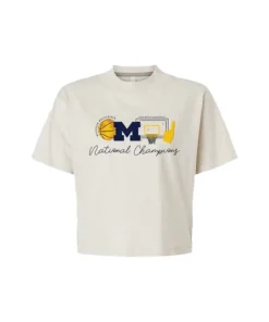 Alternative view of Michigan Wolverines Basketball National Champions Sketch Element Boxy T-Shirt