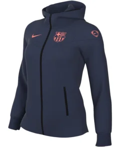 Women Nike Barça Tech Fleece Blue Hooded Jacket