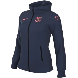 Women Nike Barça Tech Fleece Blue Hooded Jacket