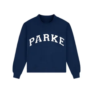 Parke Vintage Denim Varsity Mockneck Sweatshirt