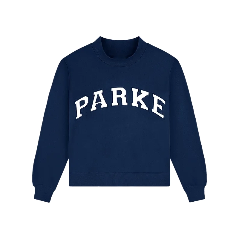 Parke Vintage Denim Varsity Mockneck Sweatshirt