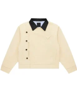 Shinzo 15oz Beige Canvas Cowhide Collar Workwear Jacket