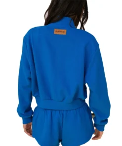 Parke Zip Up Mockneck Blue Hoodie - Image 3