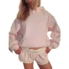 Pink Palm Puff Lacy Hoodie