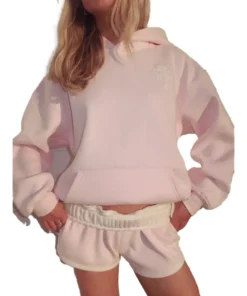 Pink Palm Puff Lacy Hoodie