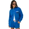 Parke Zip Up Mockneck Blue Hoodie