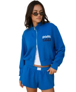 Parke Zip Up Mockneck Blue Hoodie