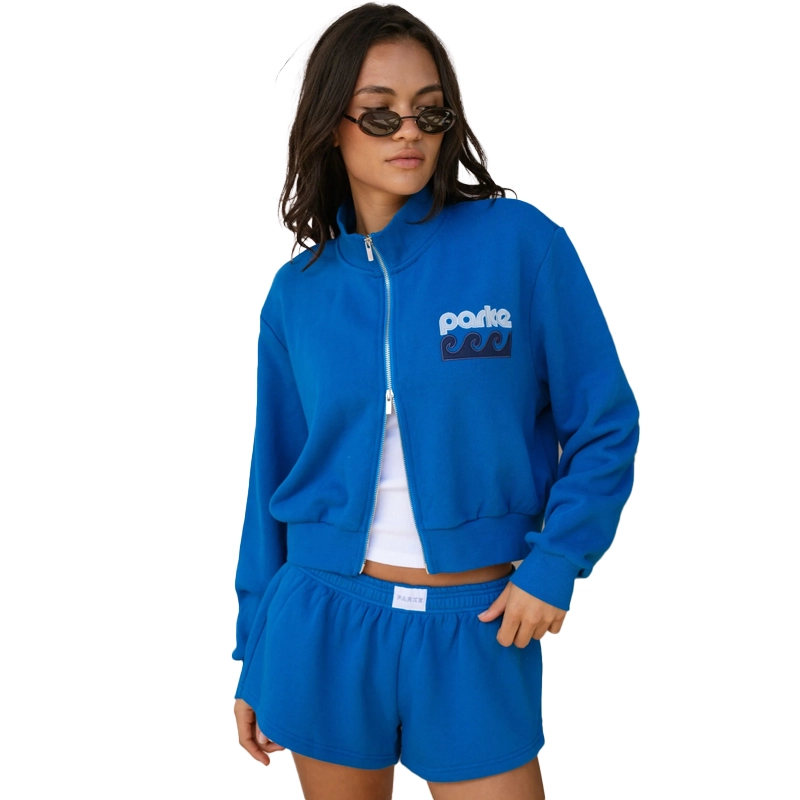 Parke Zip Up Mockneck Blue Hoodie