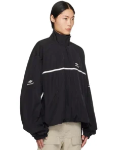 Balenciaga Black Embroidered Track Jacket - Image 2