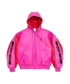 Supreme x Jordan Hooded Leather Jacket - Image 3