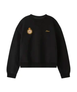 Shinzo Aged Black Cotton Jersey Crewneck Sweatshirt
