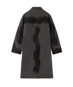 Shinzo Shige Canvas Clasp Washed Black Long Trench Coat