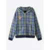 Shinzo Turquoise Plaid Zip Up Hoodie