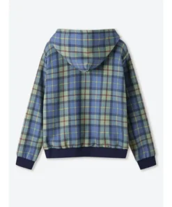 Alternative view of Shinzo Turquoise Plaid Zip Up Hoodie