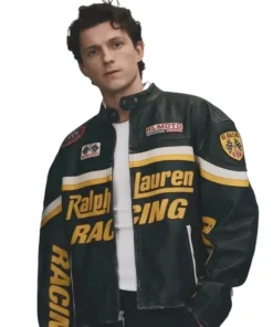 Tom Holland 2026 Ralph Lauren Racing Leather Black Jacket