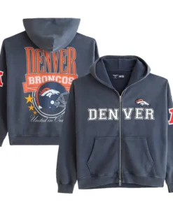 Abercrombie & Fitch Navy Denver Broncos Fleece Full-Zip Hoodie