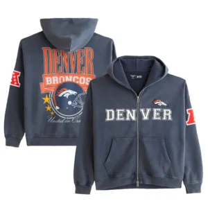 Abercrombie & Fitch Navy Denver Broncos Fleece Full-Zip Hoodie