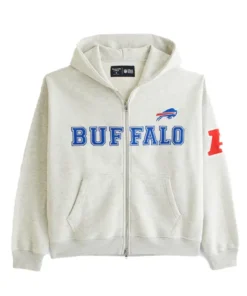 Alternative view of Buffalo Bills Abercrombie & Fitch Gray Fleece Full-Zip Hoodie