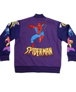 Alternative view of Cakeworthy Spider Man 90’s Purple Varsity Jacket