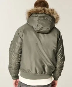 Hollister Faux Fur Trim Zip-Up Bomber Jacket - Image 4