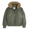 Hollister Faux Fur Trim Zip-Up Bomber Jacket