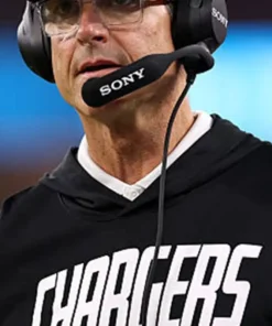 Alternative view of Jim Harbaugh Preseason 2026 Chargers Long Sleeve Hooded T-Shirt