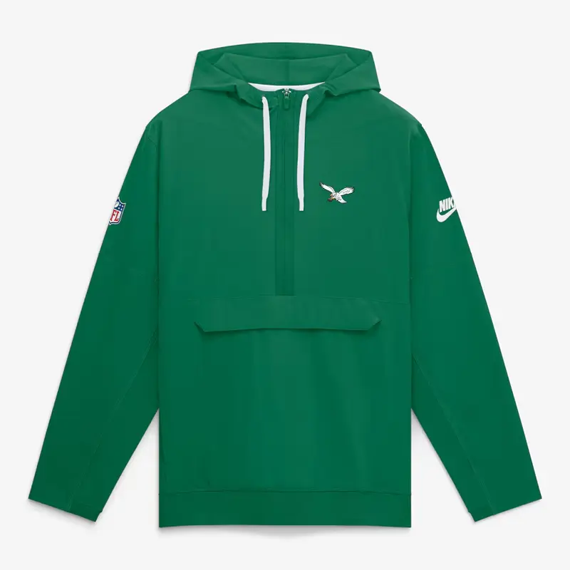 Philadelphia Eagles Nike Sideline Kelly Green Half-Zip Hooded Jacket