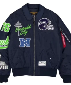 Alternative view of Seattle Seahawks New Era x Alpha Industries MA-1 Full-Zip Jacket