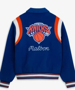 Alternative view of NY Knicks Malbon Golf Blue The Garden Varsity Jacket