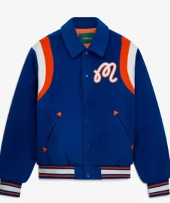 NY Knicks Malbon Golf Blue The Garden Varsity Jacket