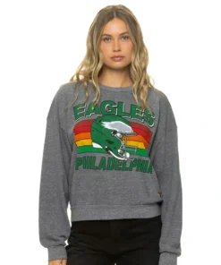 Philadelphia Eagles Aviator Nation Heather Gray Relaxed Tri-Blend Sweatshirt