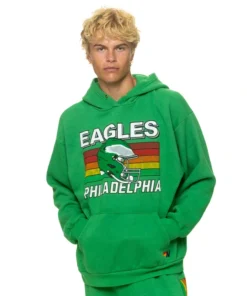 Philadelphia Eagles Aviator Nation Kelly Green Relaxed Tri-Blend Hoodie