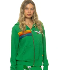 Philadelphia Eagles Aviator Nation Kelly Green Tri-Blend Full-Zip Hoodie