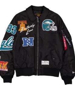 Alternative view of Philadelphia Eagles New Era x Alpha Industries Black MA-1 Jacket