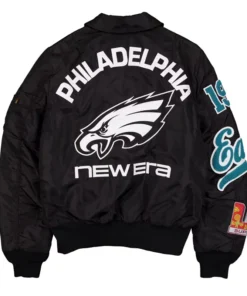 Philadelphia Eagles New Era x Alpha Industries Black MA-1 Jacket - Image 3