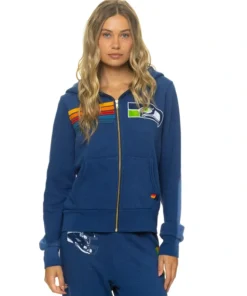 Seattle Seahawks Aviator Nation College Navy Tri-Blend Full-Zip Hoodie