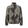 Diamond Pattern Wool Blend Zip-Up Cardigan