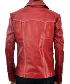 Alternative view of Fight Club Brad Pitt Red Leather Jacket