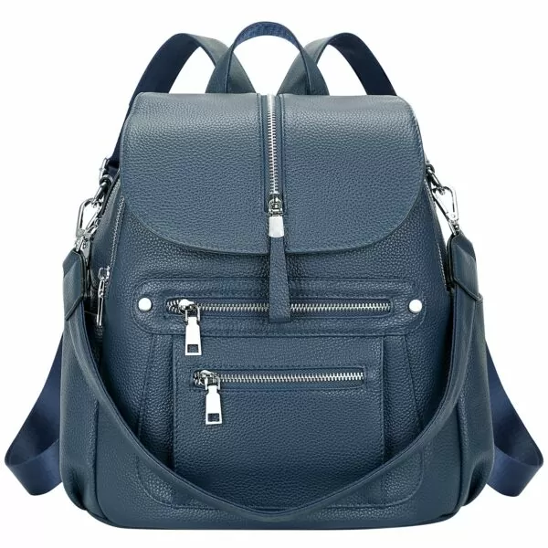 Real Leather Backpack Purse For Women Fashion Shoulder Bag S107 Indigo Blue
