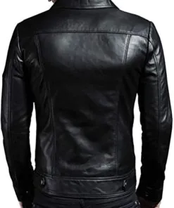 Alternative view of Men's Genuine Lambskin Leather Jacket (Black, Biker Jacket)