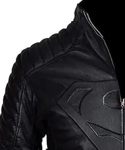 Men's Superman Costume, Black Super Man Jacket, Superman Leather Jacket, DC Comics Jacket, Clark Kent Costume - Image 4