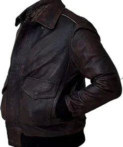 Mens Motorcycle Brown Leather Handmade Jacket - Image 3