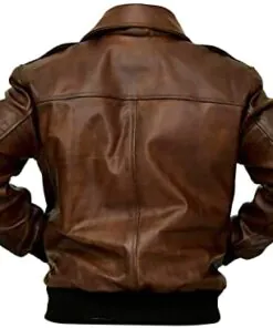 Alternative view of Men's A-2 Aviator Distressed Brown Genuine Flight Bomber Leather Jacket