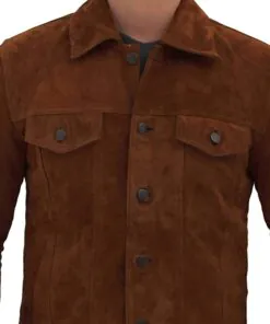 Men's Logan Cowboy Style Brown Suede Leather Jacket - Image 3